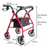 Andador Burrito Con Asiento 4 Ruedas Plegable Liviano Burdeo