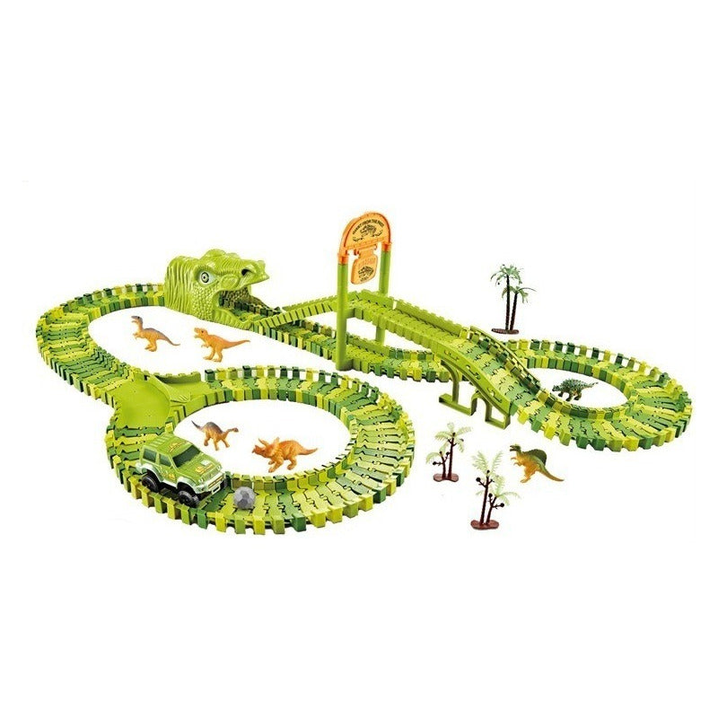 Pista de Dinosaurio Flexible con Auto y Dinosaurio 168 Piezas