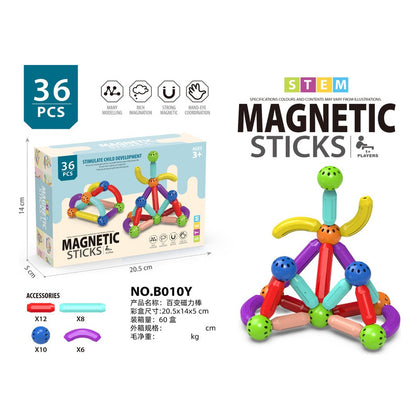 Juguete Didáctico Bloques De Varillas Magnéticos 36 Piezas