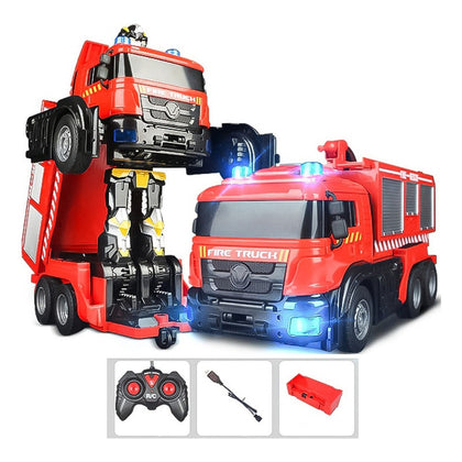 Auto A Control Remoto Transformer Bombero Lanza Agua