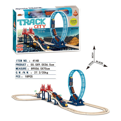 Pista De Tren Con Giro Simple 54pcs Track City Importado