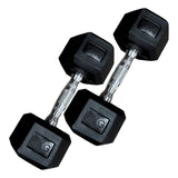 Mancuernas Hexagonales De Caucho 8 Kg (total 16 Kg El Par)  Negro