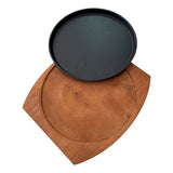 Plancha Plato Redondo De Fierro Fundido Con Madera 23cms Negro