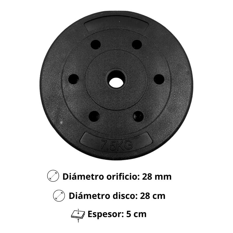 Set De 2 Disco Pvc 7.5kg C/u Preolímpico  Negro
