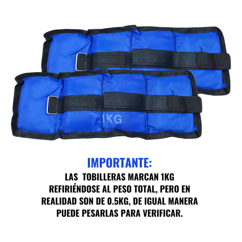 Par De Pesas Tobillera/muñequera De 0,5kg C/u Total 1kg Azul