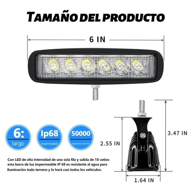 Pack 2 Focos LED Neblineros Barra LED 4x4 18W Altmann