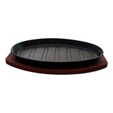 Plancha Plato De Fierro Fundido Con Base Madera 27.5cms Negro