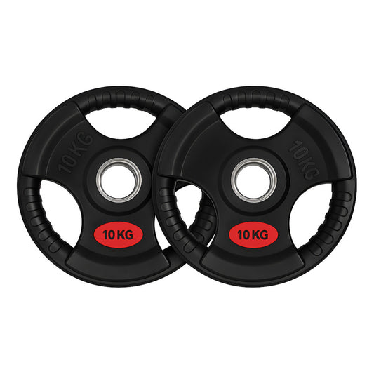Set 2 Discos Engomado Olímpico 10kg Con Agarre (20kg Total) Negro