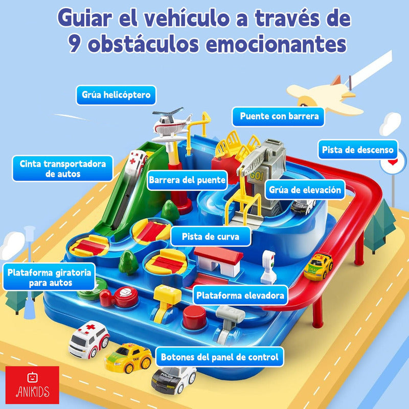 Pista De Autos Interactiva Aventura Juguete Educativo Niños Azul