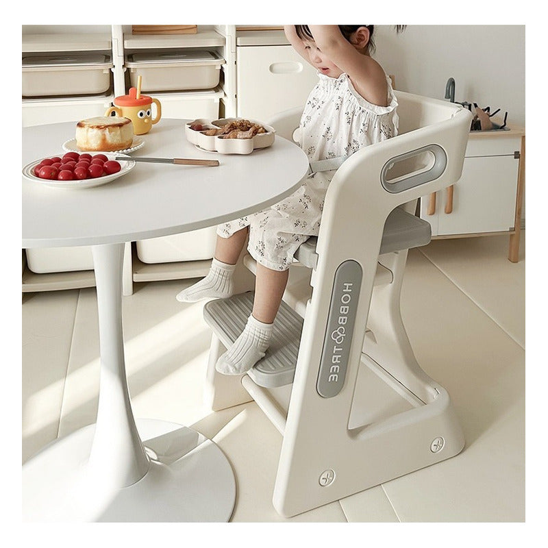 Silla de Comer para Bebé Multifuncional con Adaptador Plegable - Blanco