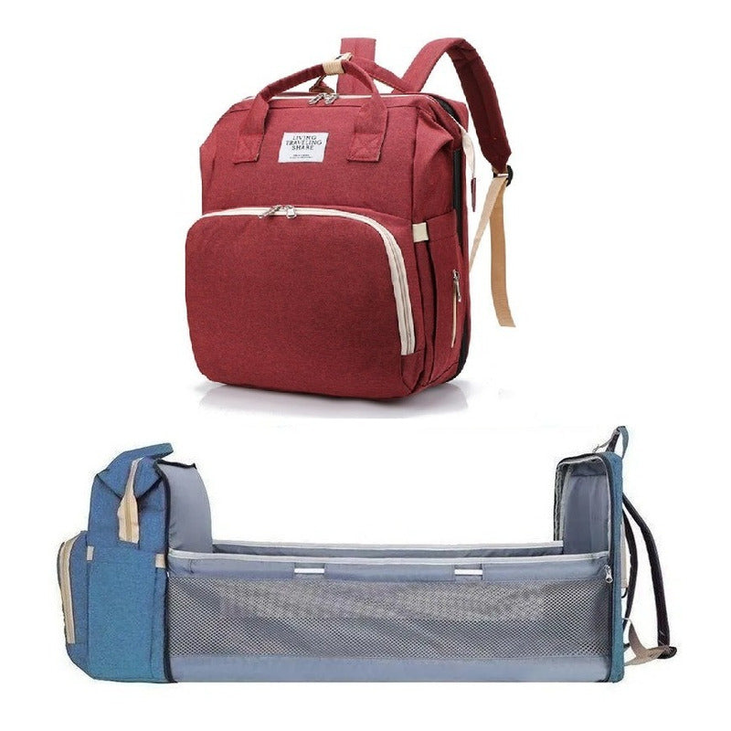 Mochila 3 En 1 Pañalera Cuna Y Mudador Portátil Para Bebés