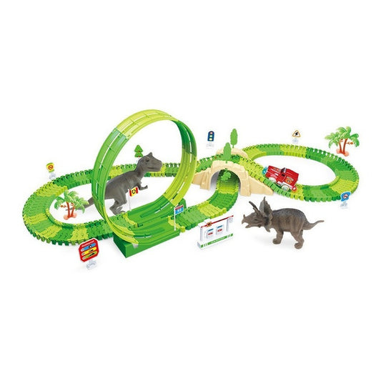Pista De Dinosaurio Flexible Con Auto Dinosaurio 188 Piezas