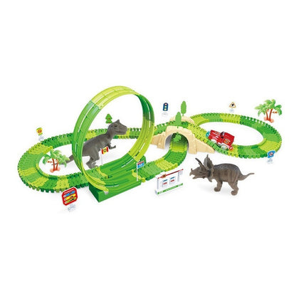 Pista De Dinosaurio Flexible Con Auto Dinosaurio 188 Piezas