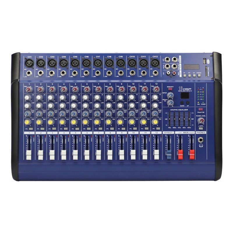 Consola Power Mixer De 12 Canales Usb Mp3 Player 500watts