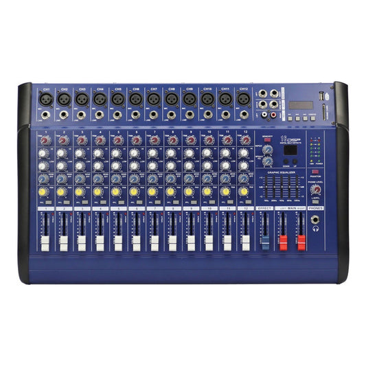 Consola Power Mixer De 12 Canales Usb Mp3 Player 500watts