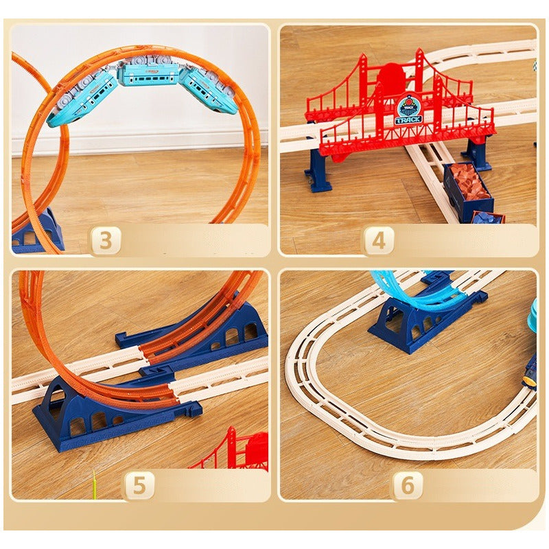Pista de Tren con Giro 54 Piezas Track City - Azul