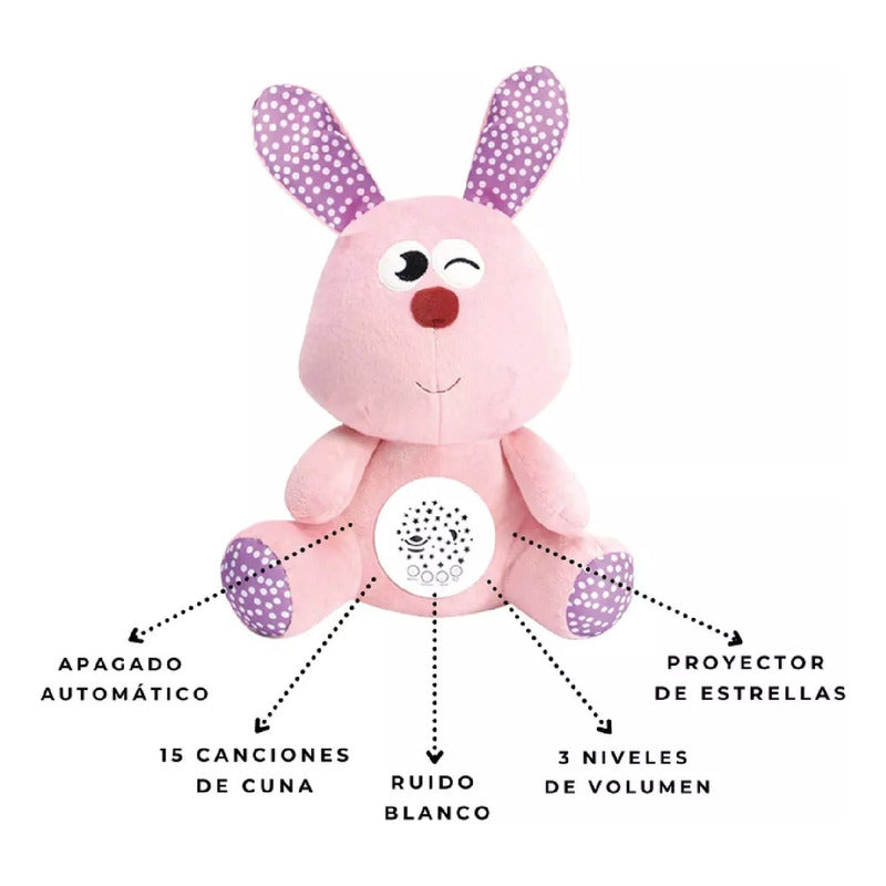 Peluche Con Sonido Ruido Blanco Y Luz Nocturna Sueño De Bebé