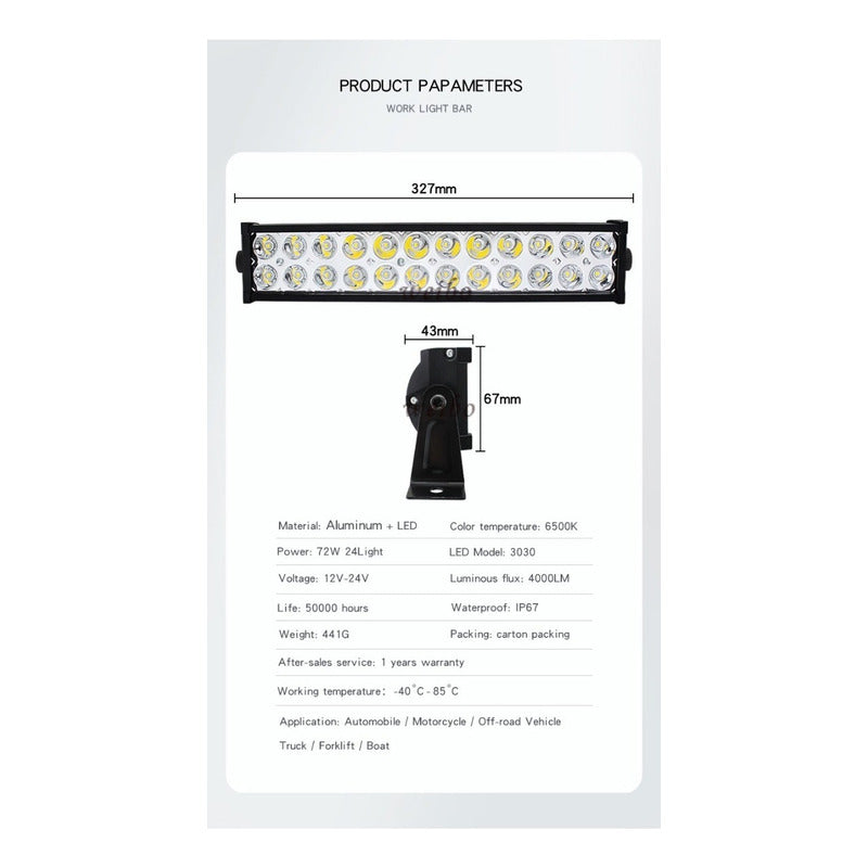 Barra Led Neblinero  Auto/camioneta 4x4 72w 24 Led Importada