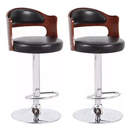 Pack 2 Sillas Piso Bar Taburete Regulable Madera/ecocuero