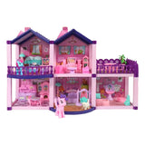 Casa De Muñecas Infantil Con Muebles Y Animales 60x22x38 Cm Rosa