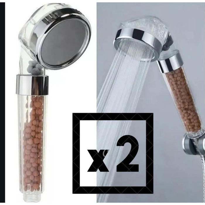2 X Cabezal Ducha Teléfono Mango Filtro Ahorro Agua Purific Transparente