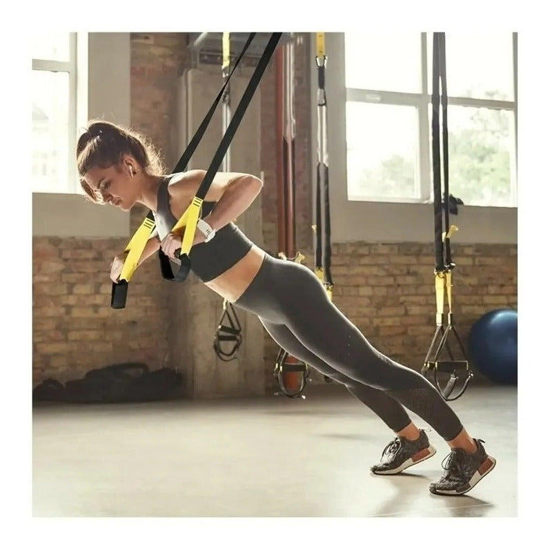 Bandas de Suspensión para Entrenamiento Crossfit Tipo TRX - Negro/Amarillo