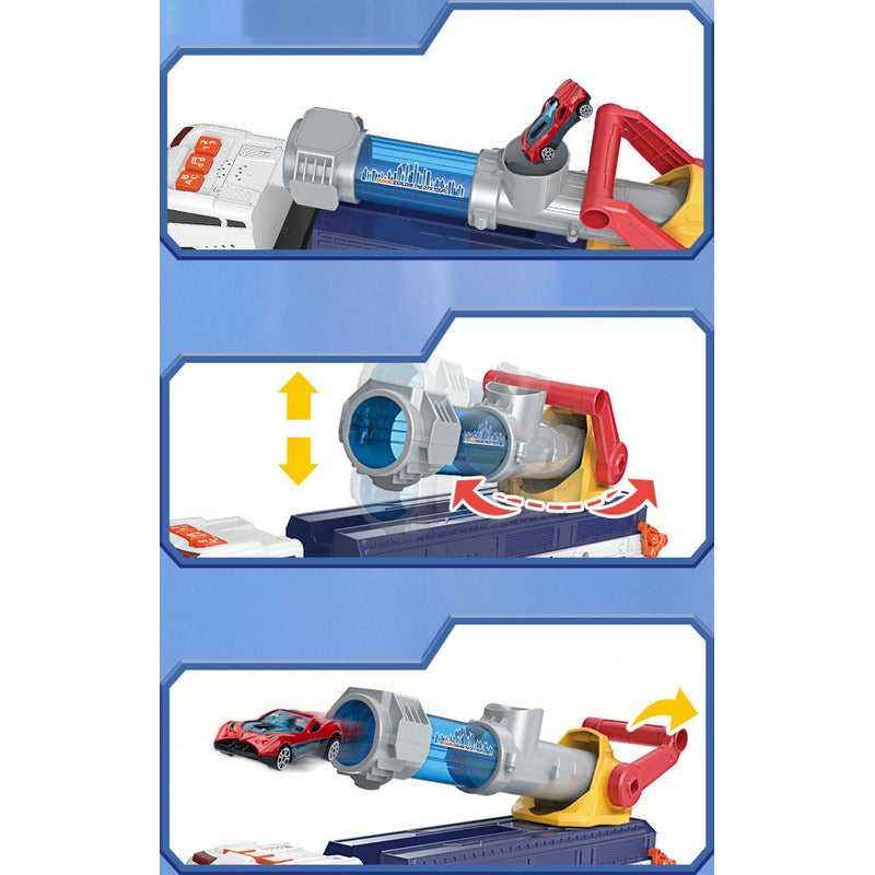 Camión De Juguete Lanza Pelotas Bazooka + Autitos Camion Lanza Autos Azul
