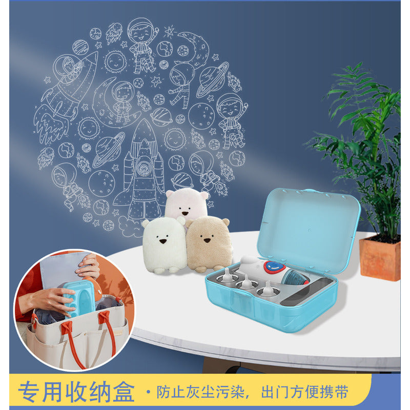 Aspirador Nasal Saca Mocos De Bebe Cohete Con 3 Boquillas Cohete Blanco Con Azul