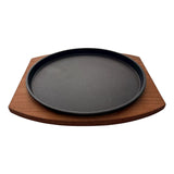 Plancha Plato Redondo De Fierro Fundido Con Madera 23cms Negro