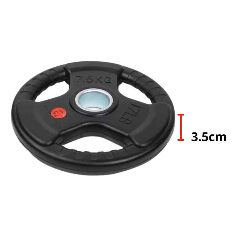 Set 2 Discos Engomado Olímpico 7.5kg Con Agarre (15kg Total) Negro