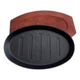 Plancha Plato De Fierro Fundido Con Base Madera 27.5cms Negro
