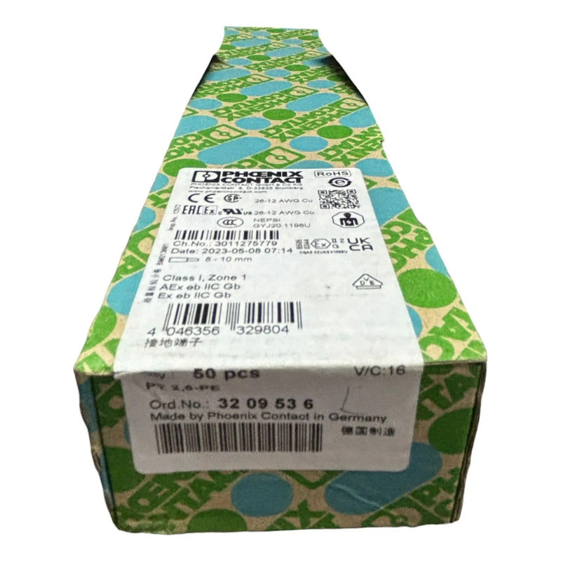 Bornera Tierra Phoenix Contact Pt 2,5-pe Caja 50u Verde