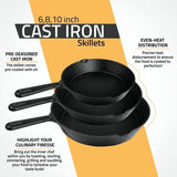 Set De 3 Sartenes 3 Hierro Fundido 16 20 Y 25cm Fierro Negro Negro