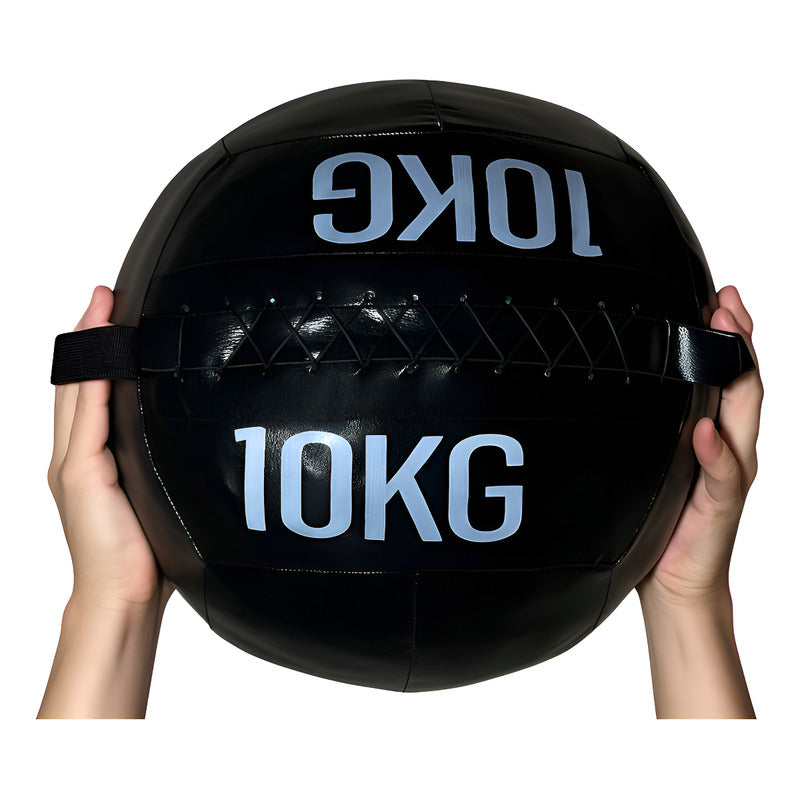 Pelota Ecocuero Medicinal Balón 10 Kg Crossfit/entrenamiento Negro