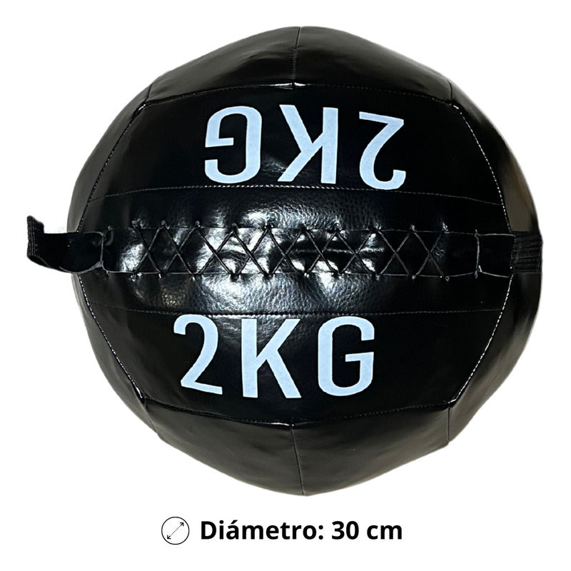 Pelota Balón Medicinal Ecocuero 2 kg para Entrenamiento - Negro