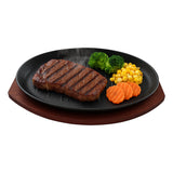 Plancha Plato De Fierro Fundido Con Base Madera 27.5cms Negro