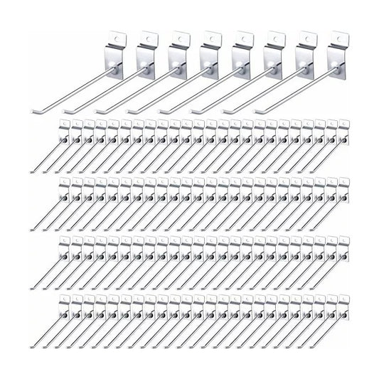 Pack 100 Ganchos Gancheras Panel Ranurado 25 Cm Exhibidor Gris