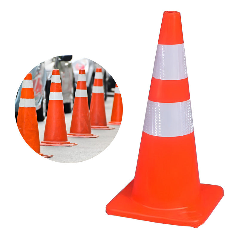 Cono De Seguridad Trafico 70 Cm, 2 Cintas Reflectivas Cono Anaranjado Reflectante