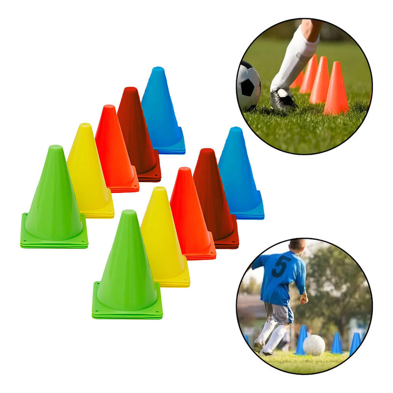 10 Conos De Entrenamiento 18cm Crossfit Deporte  Trafico  Multicolor