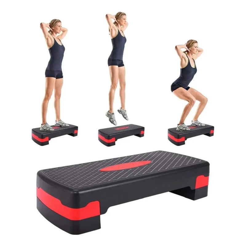 Step Aerobico 2 Niveles Antideslizante Pilates Fitness 78cms Rojo