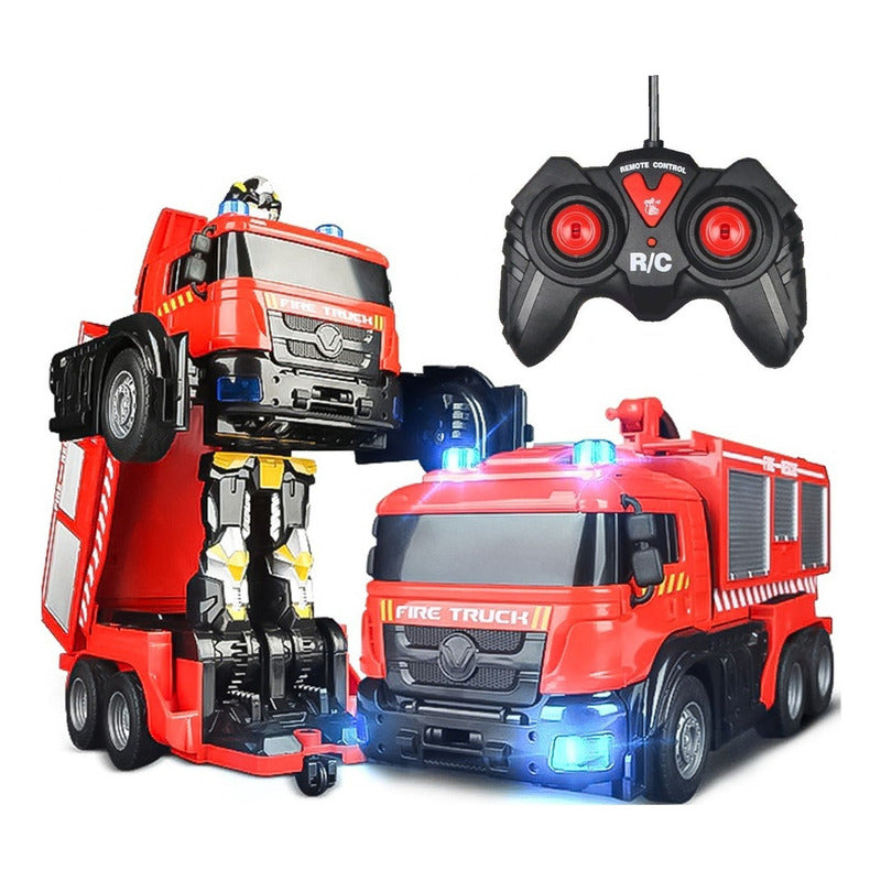 Auto A Control Remoto Transformer Bombero Lanza Agua
