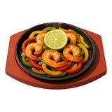 Plancha Plato Redondo De Fierro Fundido Con Madera 25cms Negro