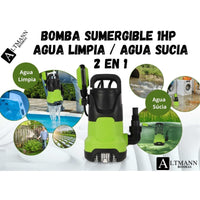 Bomba Agua Sumergible Drenaje Agua Limpia Sucia 1hp Altmann