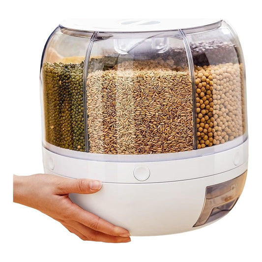 Dispensador Organizador De Granos Alimentos Giratorio Grande Blanco