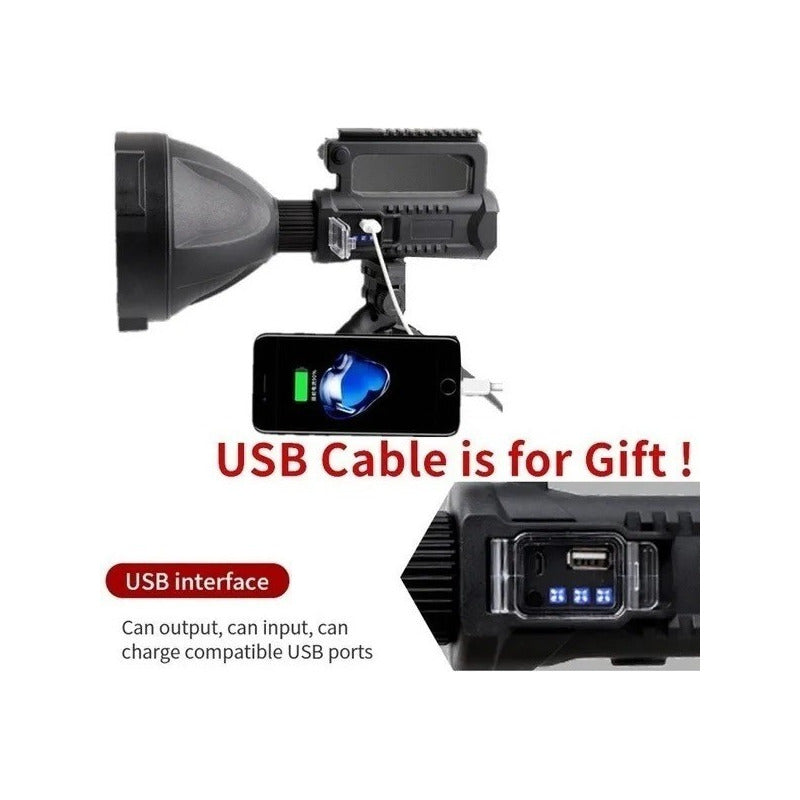 Linterna Recargable Usb Linternas Tacticas Caza Mas Tripode Blanco Negro