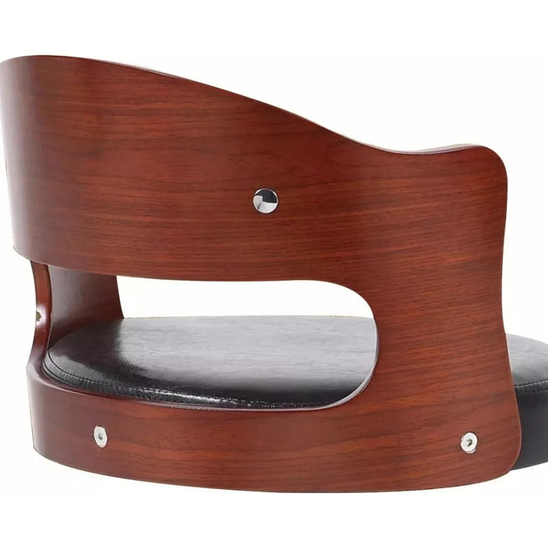 Pack 2 Sillas Piso Bar Taburete Regulable Madera/ecocuero