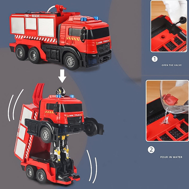 Auto A Control Remoto Transformer Bombero Lanza Agua