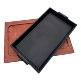 Plancha Plato Rectangular De Fierro Fundido Con Madera 27cms Negro