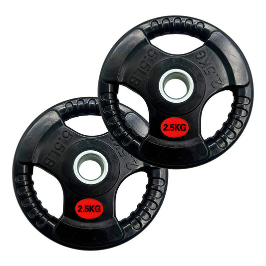 Set 2 Discos Engomado Olímpico 2.5kg Con Agarre (5kg Total) Negro
