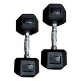 Mancuernas Hexagonales De Caucho 8 Kg (total 16 Kg El Par)  Negro